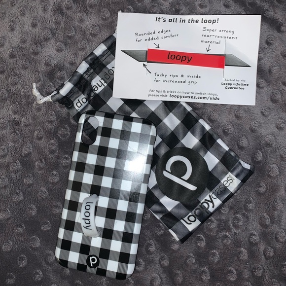 Loopy Case Accessories - iPhone XR Black & White Plaid LOOPY Case